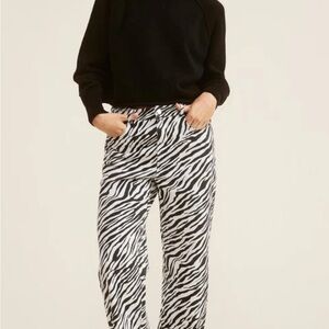Zebra Print Pants with Elastic Waist Band